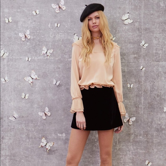 For Love & Lemons Evie Button Blouse in Champagne - Picture 4 of 4